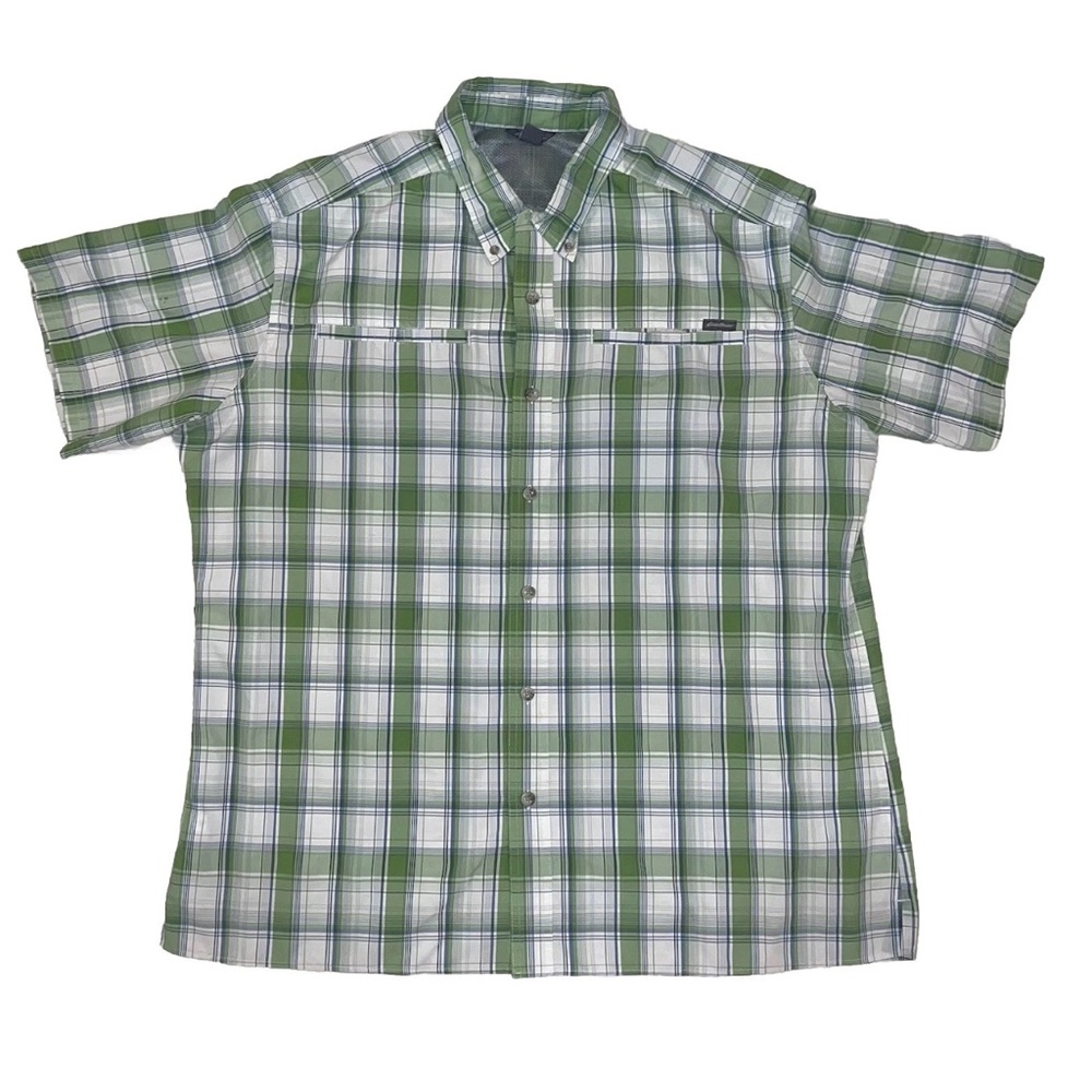 Eddie Bauer Men’s Plaid Print Short Sleeves Button Down Active Shirt Sz XL